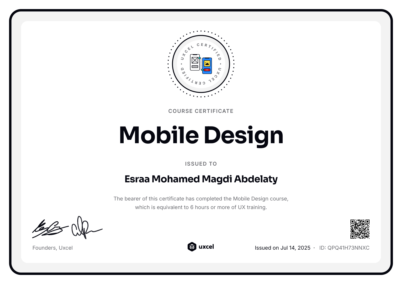 Esraa Mohamed Magdi Abdelaty's certificate